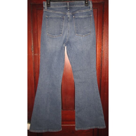 Abercrombie & Fitch 27 4 S Flare Jeans High Rise Bell Bottom Stretch Blue Short - Picture 2 of 3